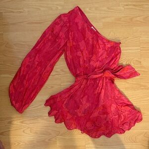 HEMANT & NANDITA Red One-Shoulder Dress